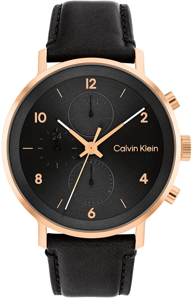 Calvin Klein CK25200114 Takvimli 44 mm Siyah Deri Kordon Analog Erkek Kol Saati
