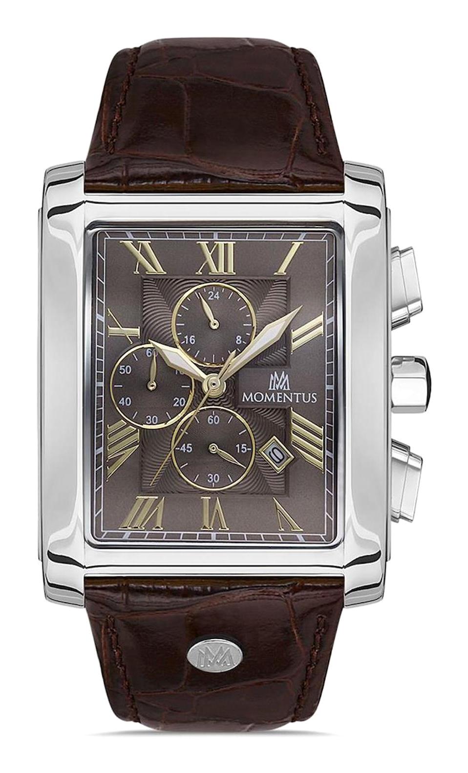 Momentus TM111S-05KG Takvimli 44 mm Kahverengi Çelik Kordon Analog Erkek Kol Saati