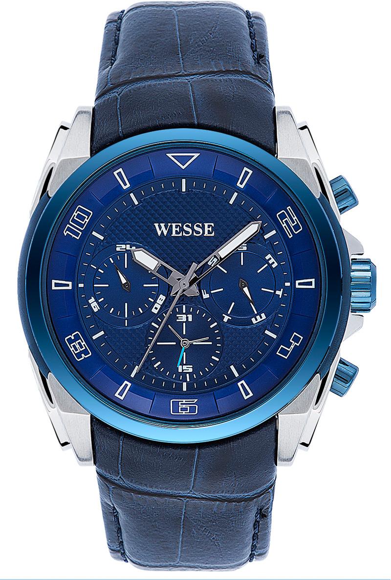 Wesse WWG400204L Pusulalı Takvimli 46 mm Lacivert Deri Kordon Analog Erkek Kol Saati