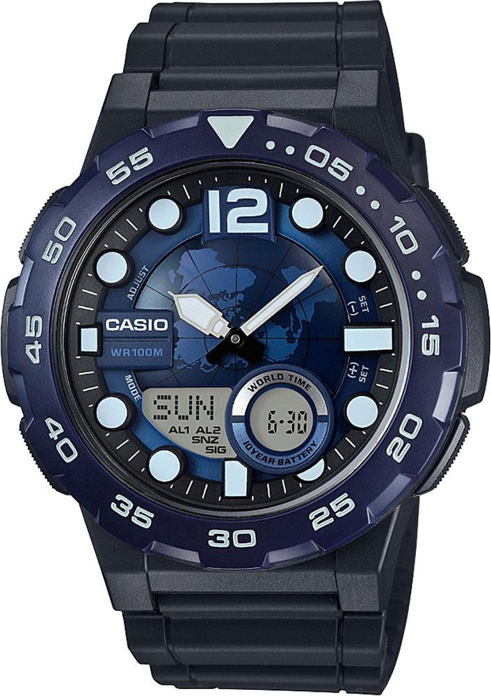 Casio AEQ-100W-2A Takvimli 47.7 mm Siyah Silikon Kordon Analog Kol Saati