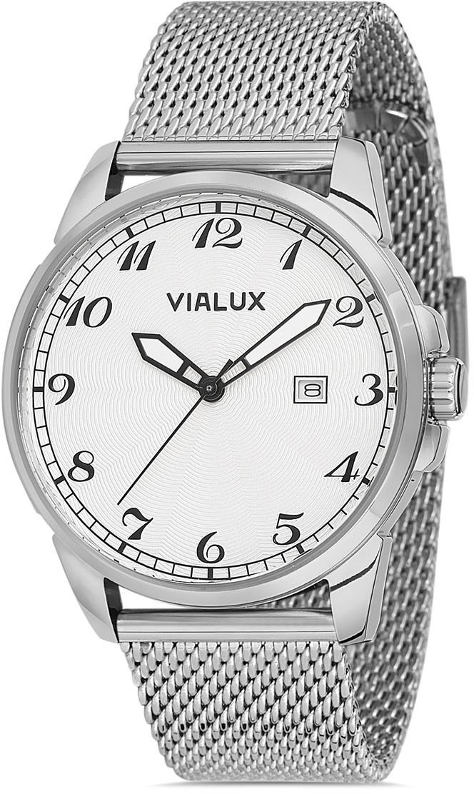 Vialux AS531S-01SS Takvimli 42 mm Çelik Kordon Analog Kol Saati