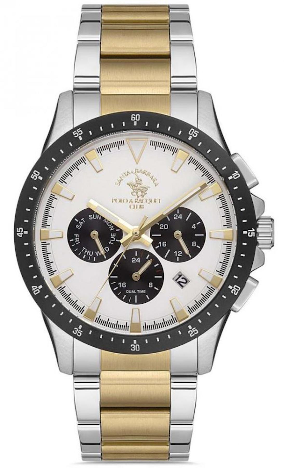 Santa Barbara Polo & Racquet Club SB.1.10284.5 Takvimli 44 mm Altın-Çelik Kordon Analog Erkek Kol Saati