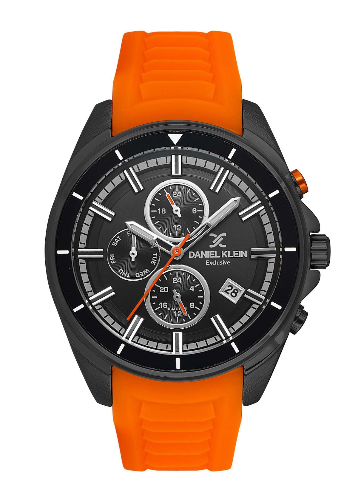 Daniel Klein DK.1.13551.5 Takvimli 44 mm Turuncu Silikon Kordon Analog Erkek Kol Saati