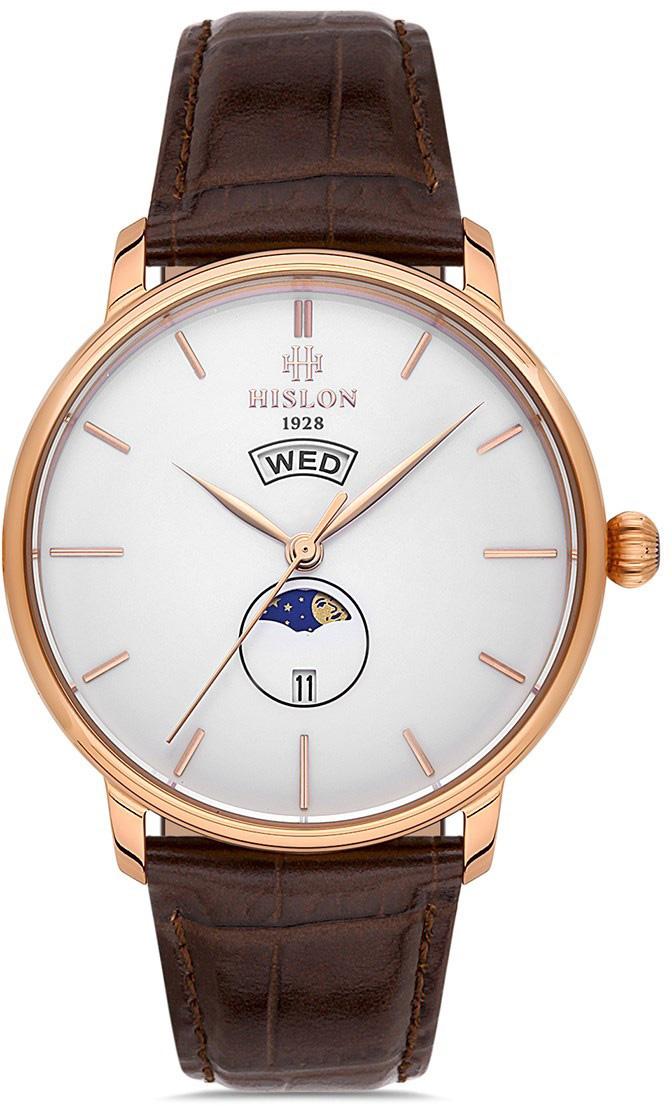 Hislon TM134R-02KR Takvimli 41 mm Kahverengi Deri Kordon Analog Erkek Kol Saati