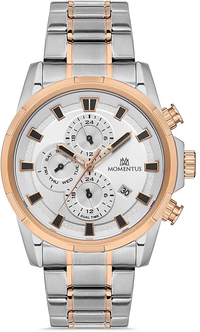 Momentus CC301T-02SR Takvimli 45 mm Altın-Çelik Kordon Analog Erkek Kol Saati