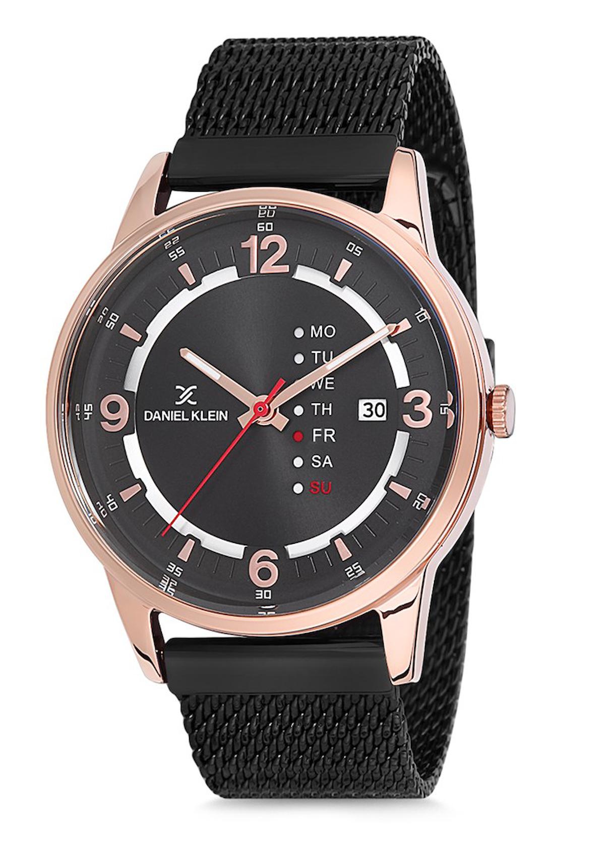 Daniel Klein DK012006M-03 Takvimli 42 mm Siyah Çelik Kordon Analog Erkek Kol Saati