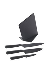 IKEA 3 Lü Bıçak Set Standlı Siyah Renk Meridyendukkan Paslanmaz Çelik 3 Lü Mutfak Bıçak Seti