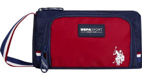 U.S. Polo Assn. PLKLK24090 Kırmızı-Lacivert Düz Bez Bölmeli Çift Gözlü Dikdörtgen Cüzdan Kalemlik