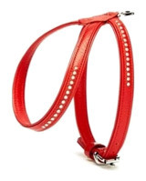 Doggie Flotter Swarovski Taşlı 21-30 cm Ayarlanabilir Göğüs Köpek Tasması Kırmızı