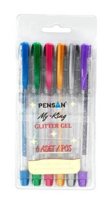 Pensan My-King 6 Renkli 1.0 mm Simli Çok Renkli 6'lı Tükenmez Kalem Seti