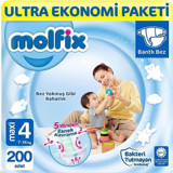 Molfix Ultra Ekonomi Paketi 4 Numara Göbek Oyuntulu Cırtlı Bebek Bezi 2x100'li