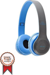 Torima P47 Android & iOS Uyumlu 5 Kablosuz Kulak Üstü Bluetooth Kulaklık Gri-Mavi