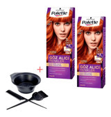 Palette Göz Alıcı Renkler 7.77 Yoğun Bakır Krem Saç Boyası 2x50 ml + Boyama Seti Hediyeli