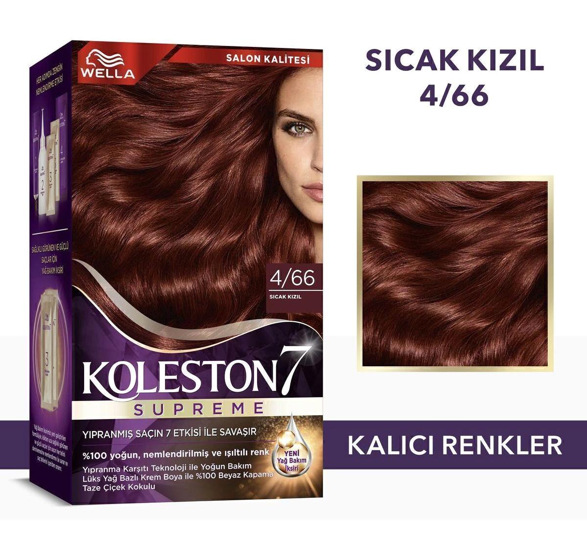 Wella Koleston Supreme 4.66 Sıcak Kızıl Krem Saç Boyası 50 ml