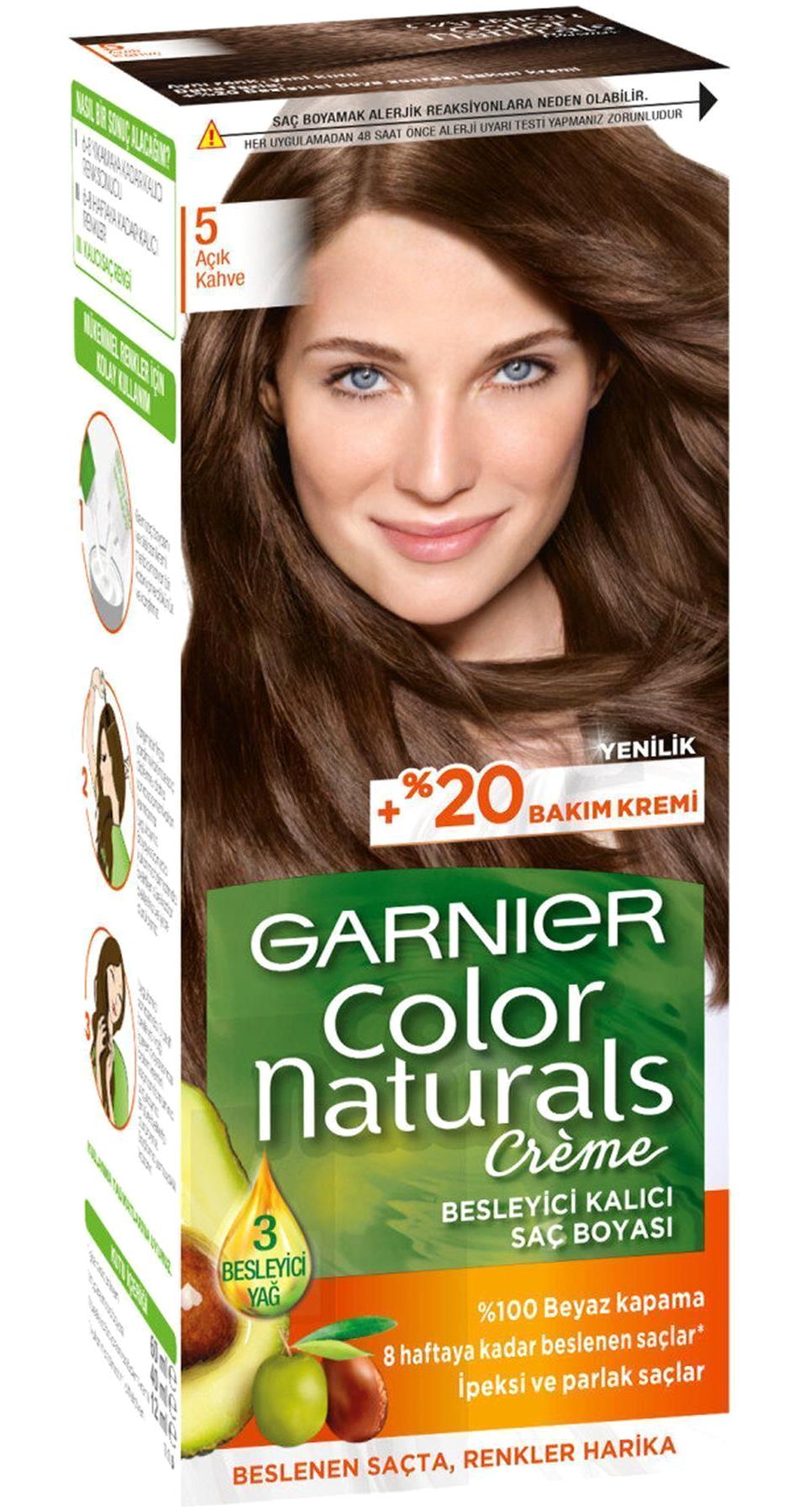 Garnier Color Naturals 5 Açık Kahve Organik Amonyaksız Krem Saç Boyası 50 ml