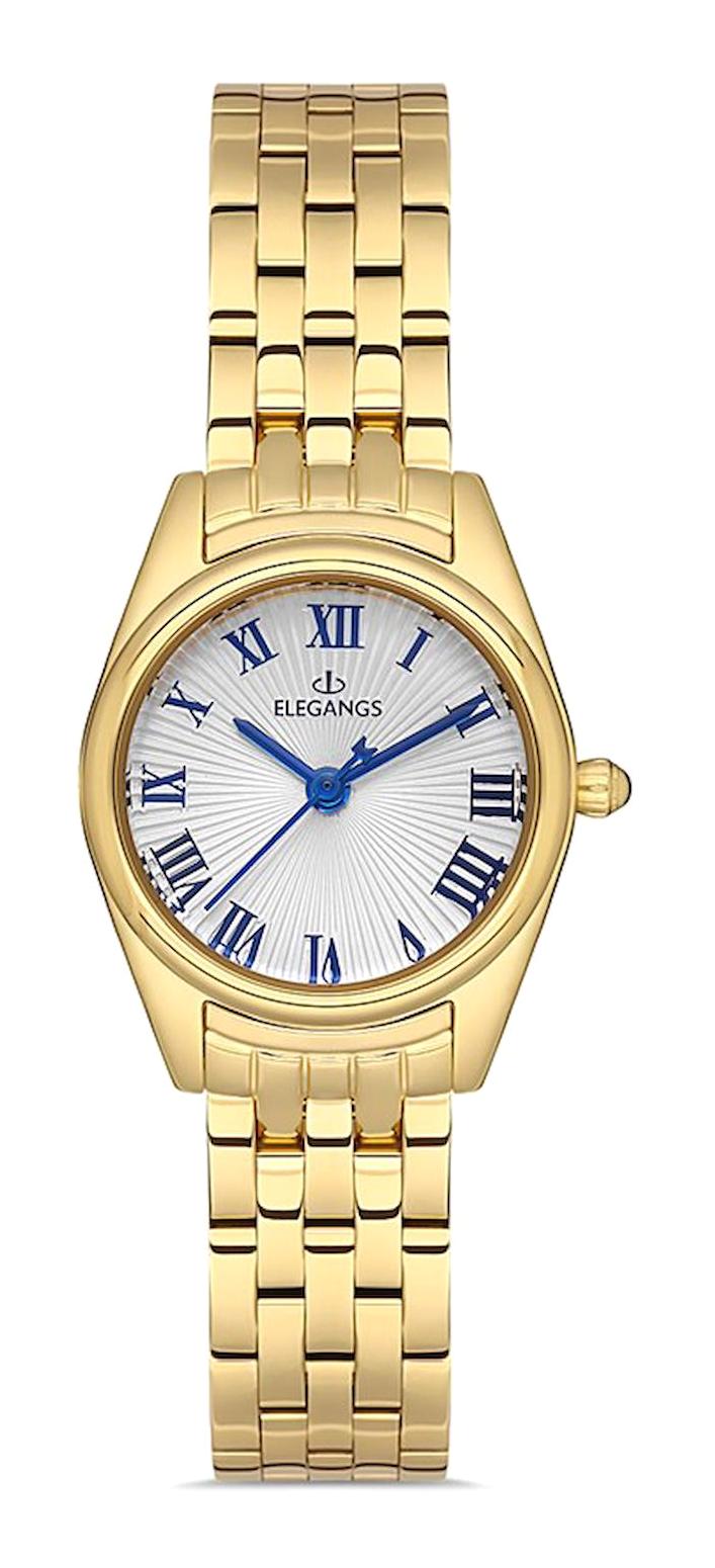 Elegangs EL2456.02 24 mm Altın Çelik Kordon Analog Kadın Kol Saati