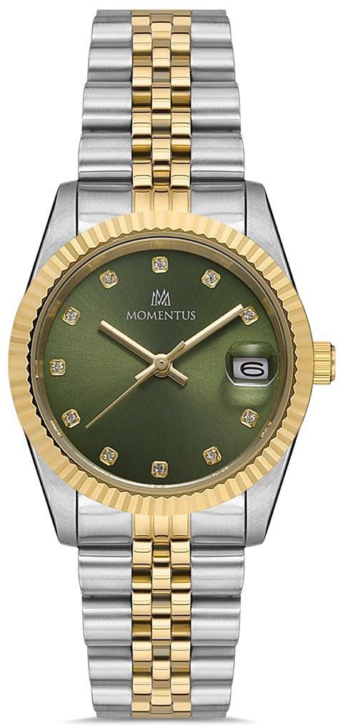 Momentus SW132T-15SG Takvimli 31 mm Altın-Gri Çelik Kordon Analog Kadın Kol Saati