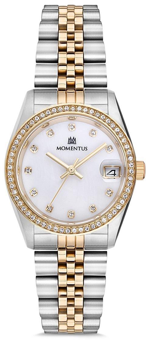 Momentus SW131T-09SG Takvimli 31 mm Altın-Gri Çelik Kordon Analog Kadın Kol Saati
