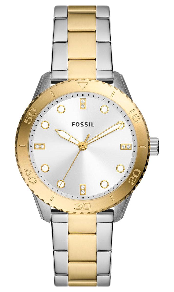 Fossil FBQ3888 38 mm Altın-Gri Çelik Kordon Analog Kadın Kol Saati