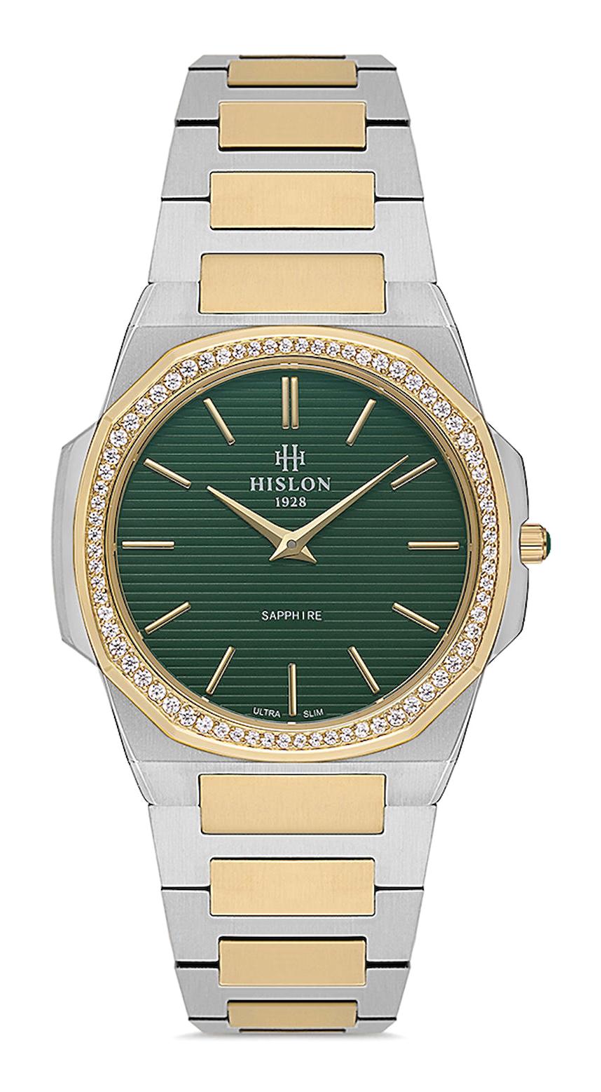 Hislon QL127T-15ST 32 mm Altın-Gri Çelik Kordon Analog Kadın Kol Saati