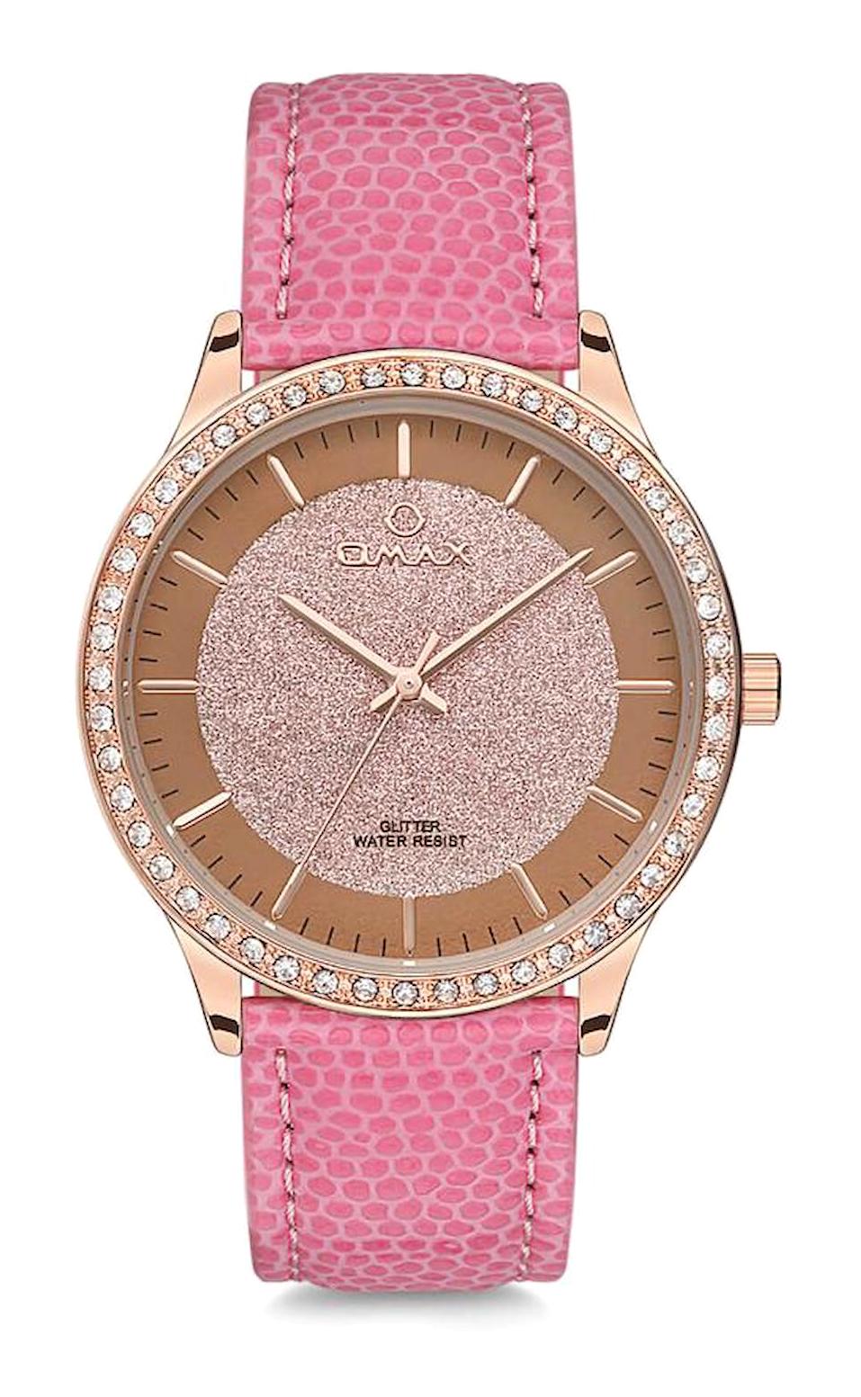 Omax GT002R88I 36 mm Pembe Deri Kordon Analog Kadın Kol Saati