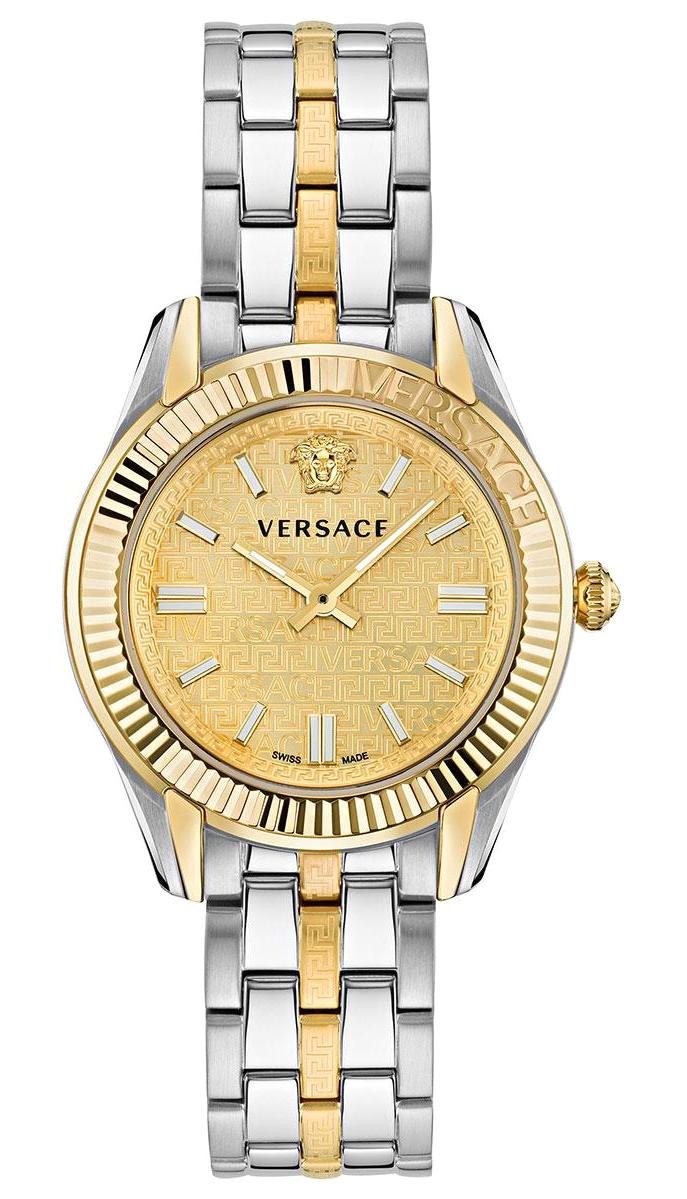 Versace VRSCVE6C00523 35 mm Altın-Gri Çelik Kordon Analog Kadın Kol Saati