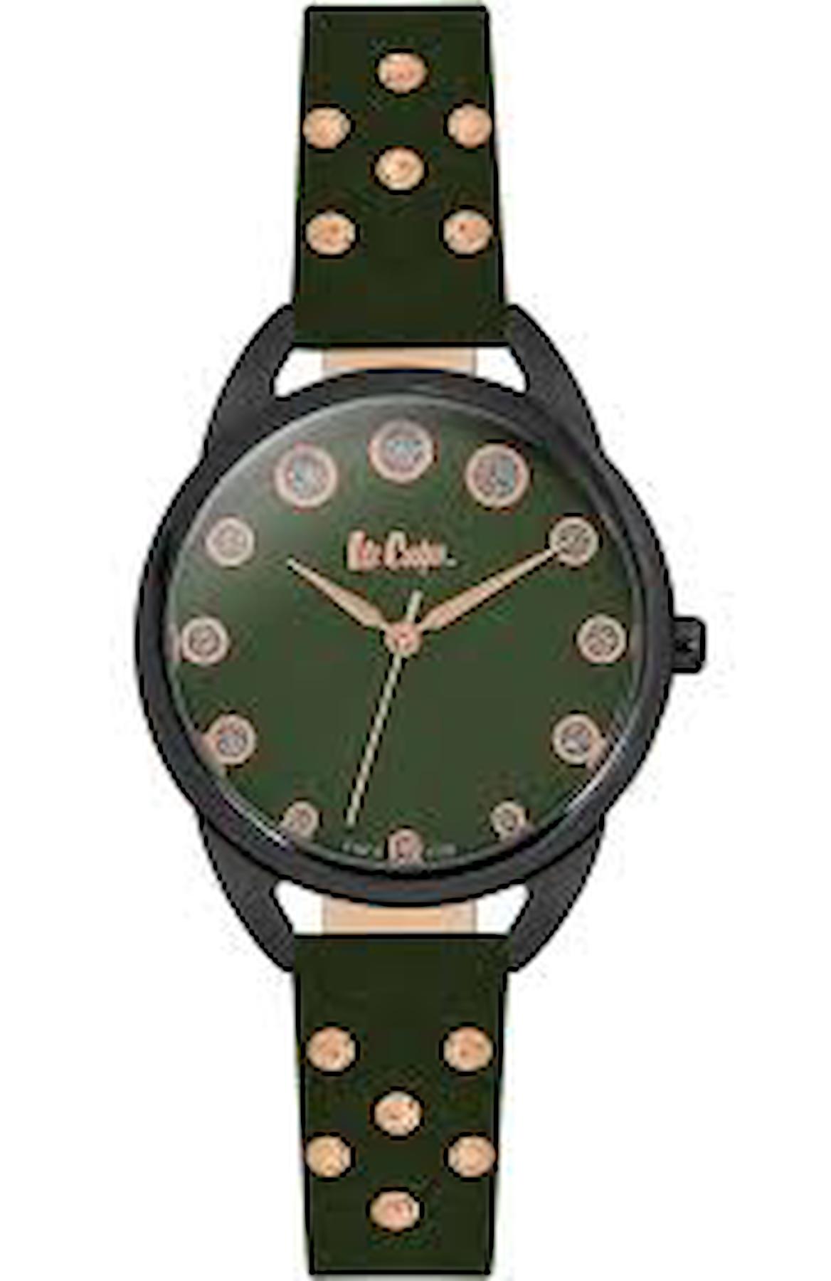 Lee Cooper LC06388.675 40 mm Yeşil Deri Kordon Analog Kadın Kol Saati