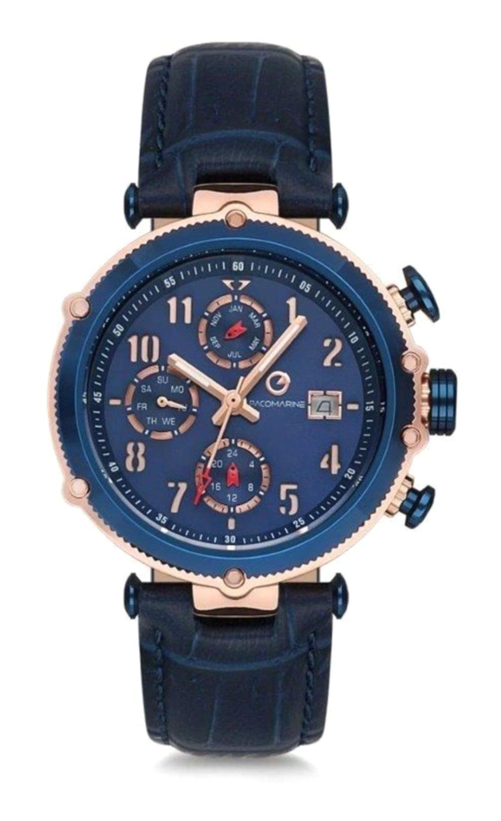 Pacomarine PM.61195.09 Takvimli 38 mm Lacivert Deri Kordon Analog Kadın Kol Saati