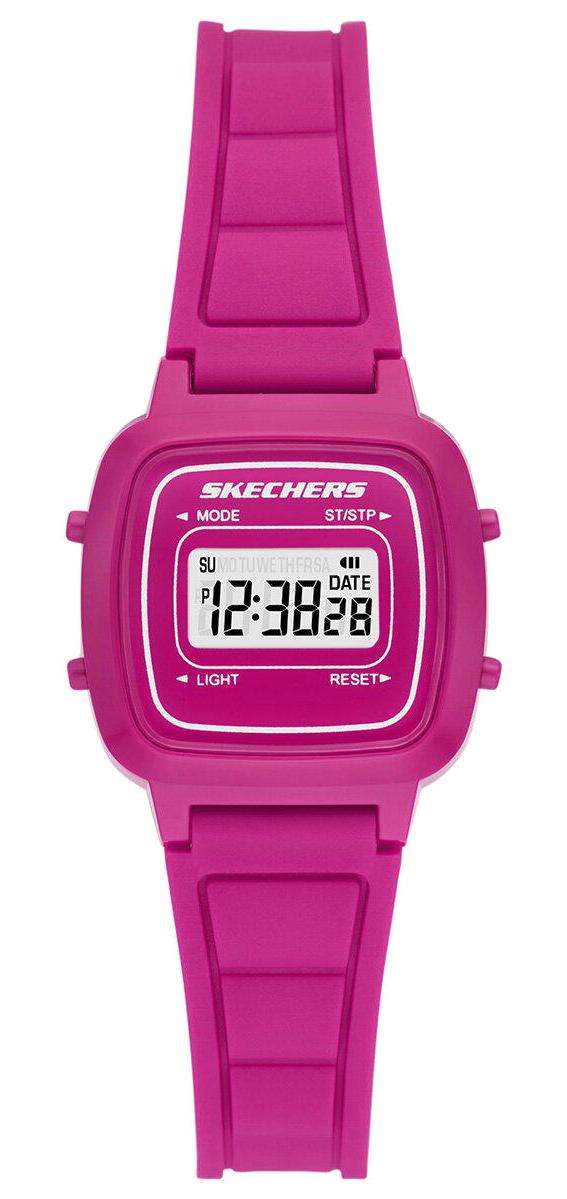 Skechers SR2140 Takvimli 27 mm Pembe Plastik Kordon Dijital Kadın Kol Saati