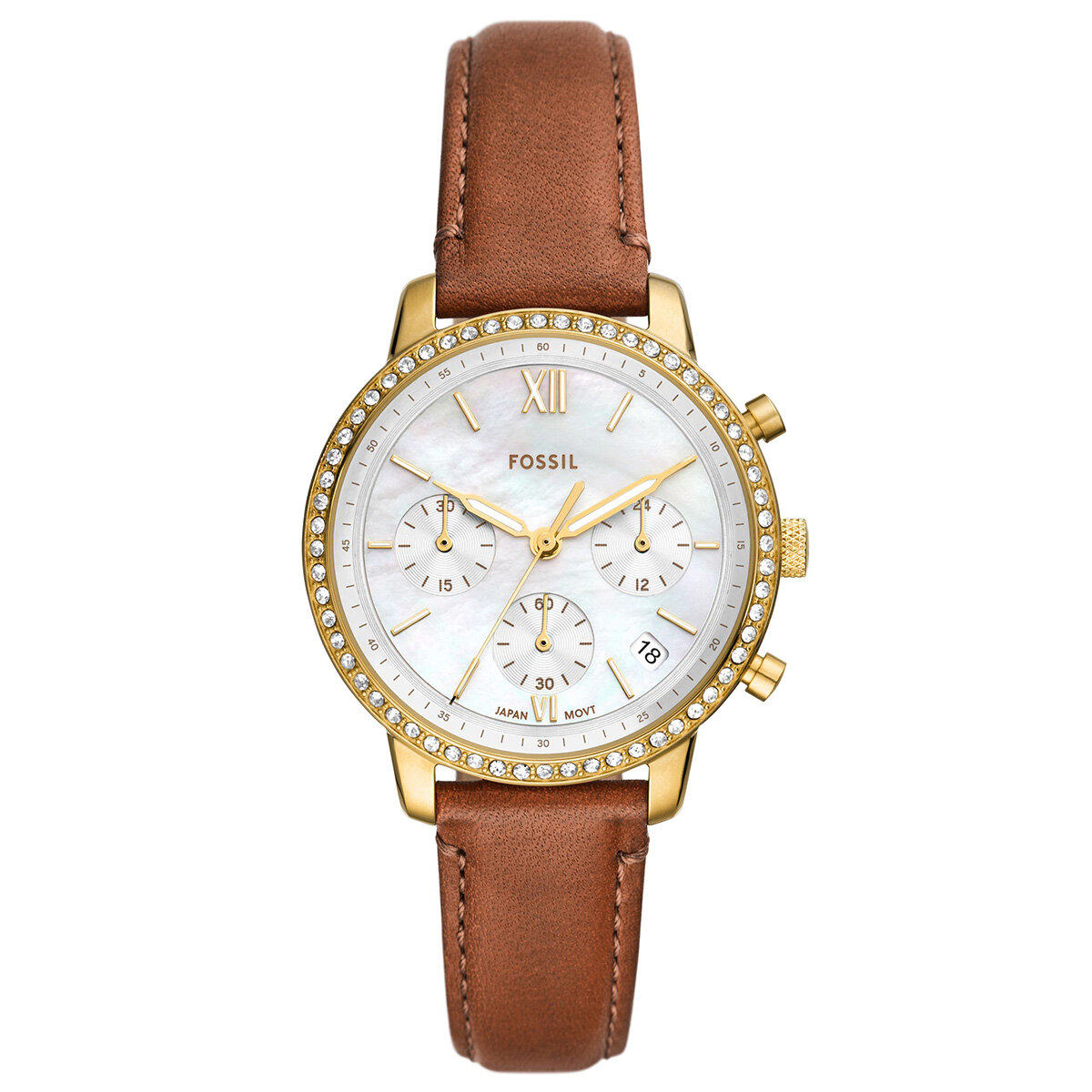 Fossil FES5278 36 mm Kahverengi Deri Kordon Analog Kadın Kol Saati