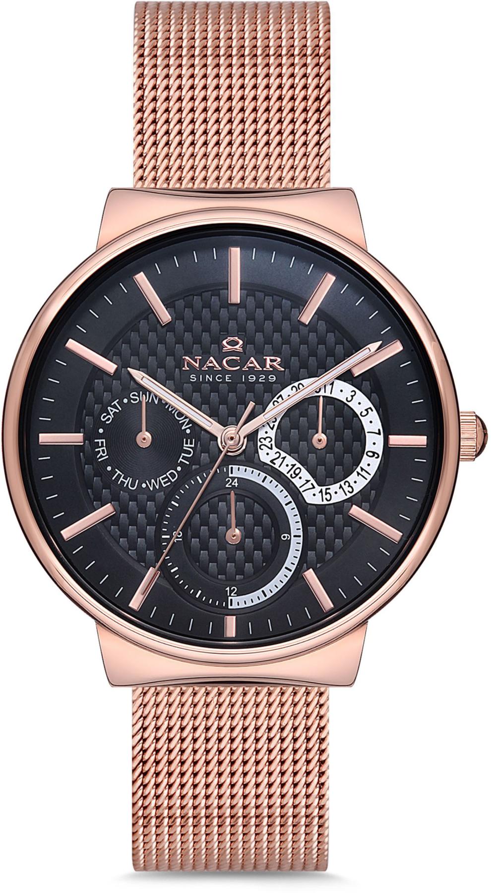 Nacar 18-3914C033-RBM Takvimli 36 mm Rose Gold Hasır Kordon Analog Kadın Kol Saati