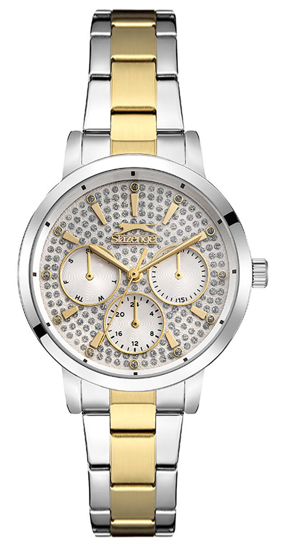 Slazenger SL.09.2299.3.04 35 mm Altın-Gri Metal Kordon Analog Kadın Kol Saati