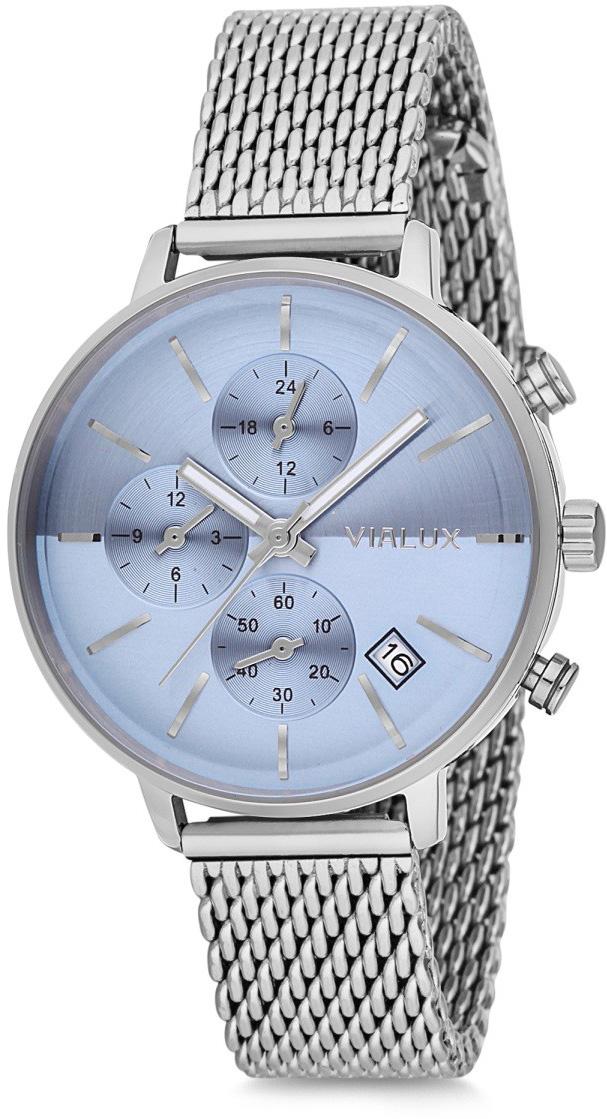 Vialux LY526S-10SS Takvimli 38 mm Gri Çelik Kordon Analog Kadın Kol Saati