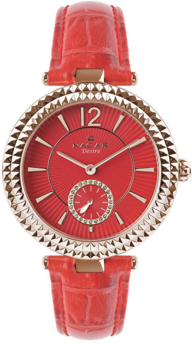 Nacar 33-396678-RRL4 36 mm Kırmızı Deri Kordon Analog Kadın Kol Saati