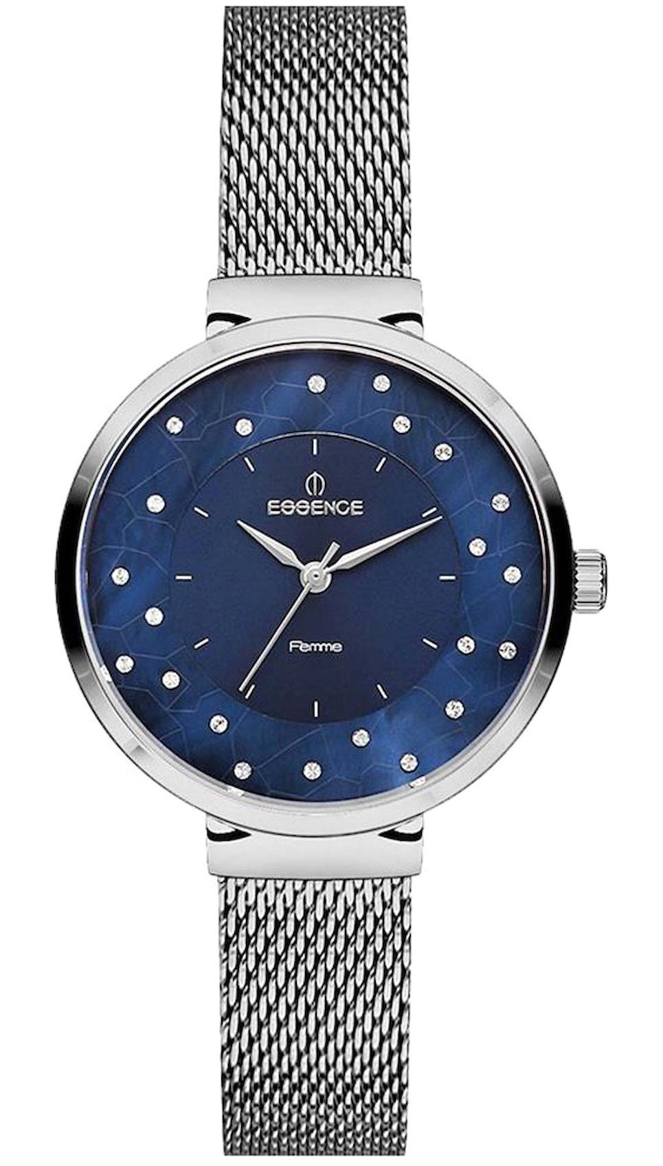 Essence D1056.320 34 mm Gri Çelik-Hasır Kordon Analog Kadın Kol Saati