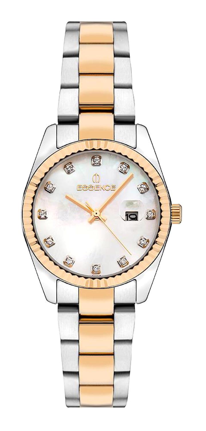Essence D1203.520 Takvimli 32 mm Gri-Rose Gold Çelik Kordon Analog Kadın Kol Saati