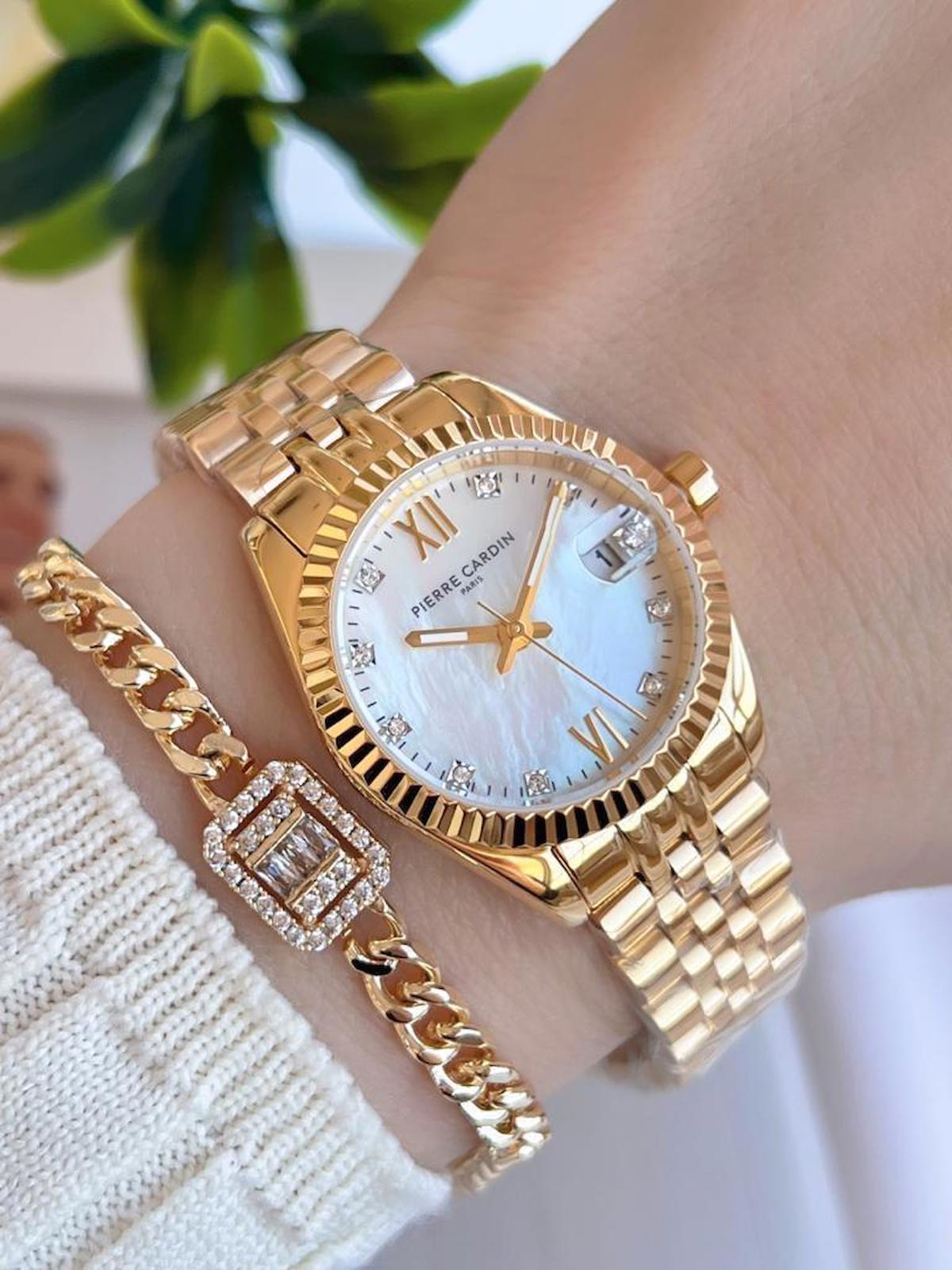 Pierre Cardin COP.0006 Takvimli 40 mm Altın Çelik Kordon Analog Kadın Kol Saati