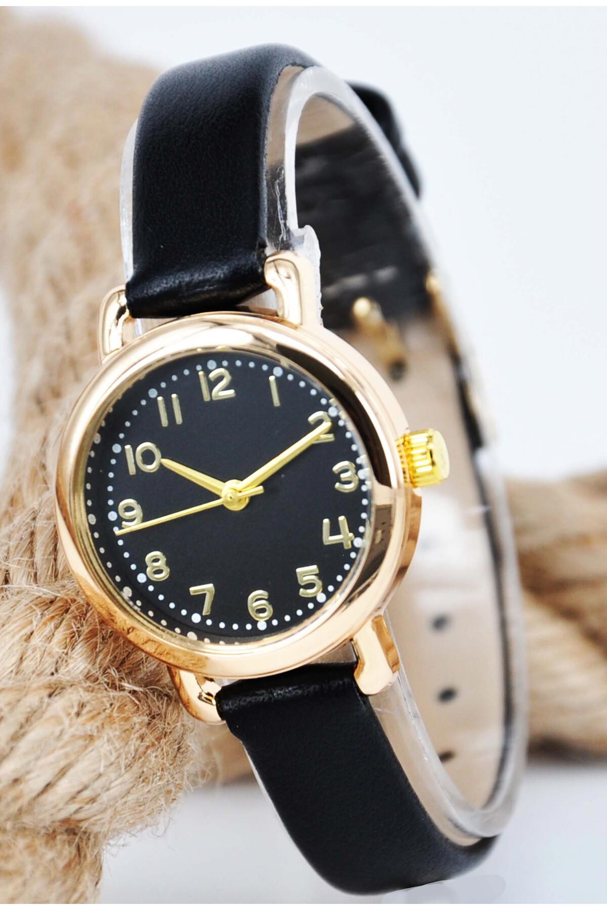 Sonsuzsaat SU-810 20-25 mm Siyah Deri Kordon Analog Kadın Kol Saati