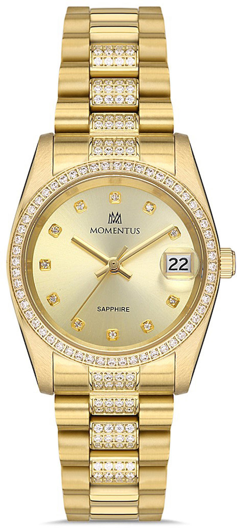 Momentus SS238G-08SG Takvimli 31 mm Altın Çelik Kordon Analog Kadın Kol Saati