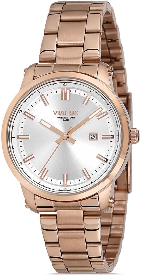 Vialux AJ527R-02SR Takvimli 34 mm Rose Gold Çelik Kordon Analog Kadın Kol Saati