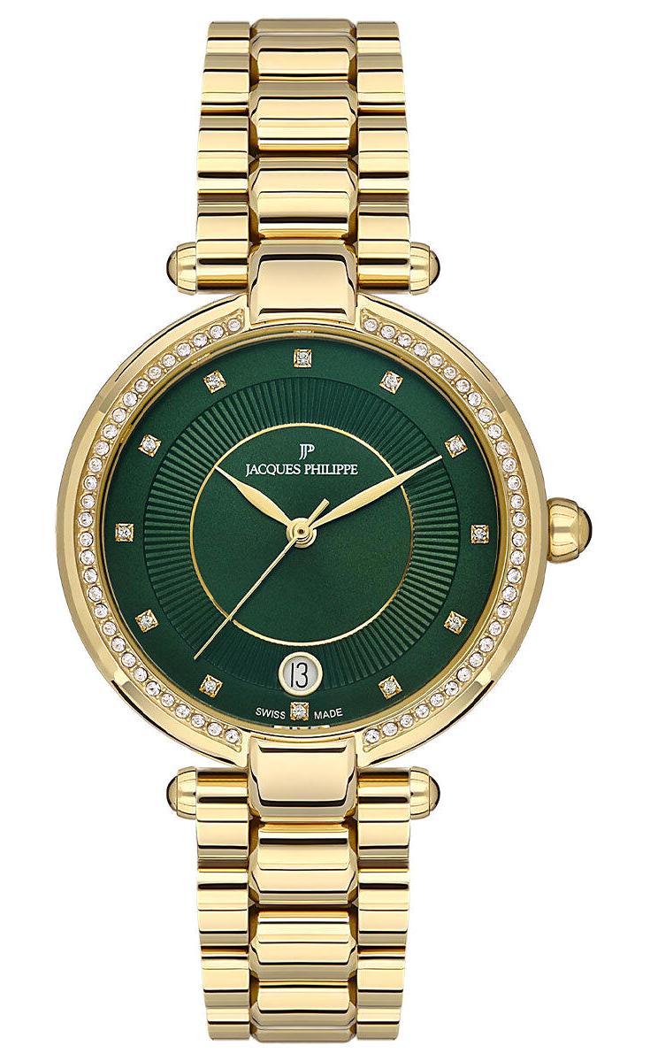 Jacques Philippe JPQLS0823X4 Takvimli 36 mm Altın Çelik Kordon Analog Kadın Kol Saati