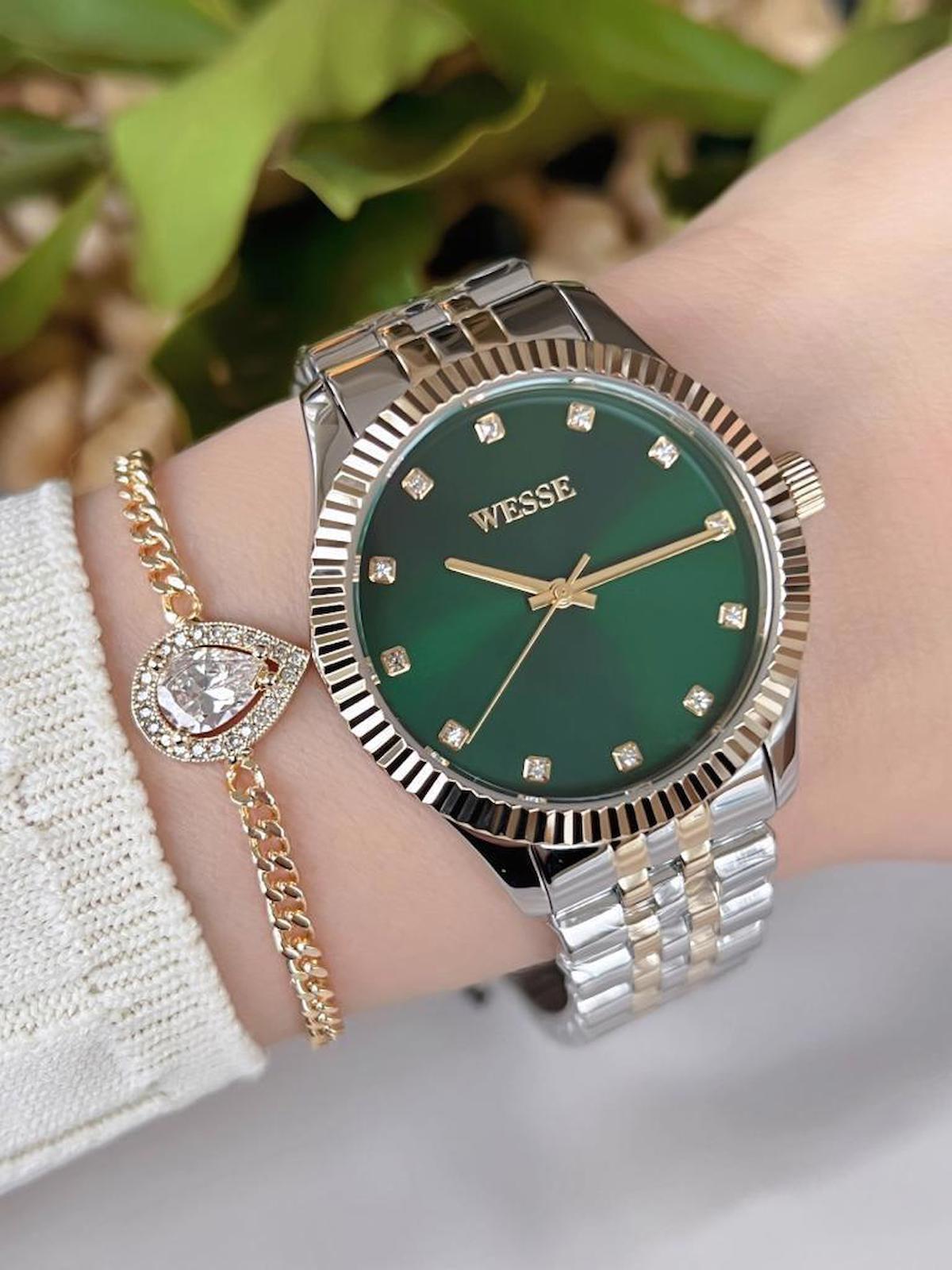 Wesse WWL.108807 40 mm Altın-Gri Çelik Kordon Analog Kadın Kol Saati