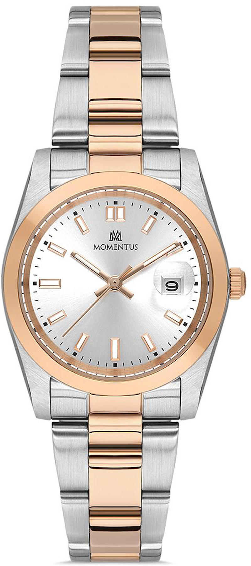 Momentus CW136T-02SR Takvimli 31 mm Gri-Rose Gold Çelik Kordon Analog Kadın Kol Saati