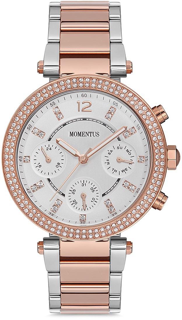 Momentus SS230T-02SR Takvimli 39 mm Gri-Rose Gold Çelik Kordon Analog Kadın Kol Saati