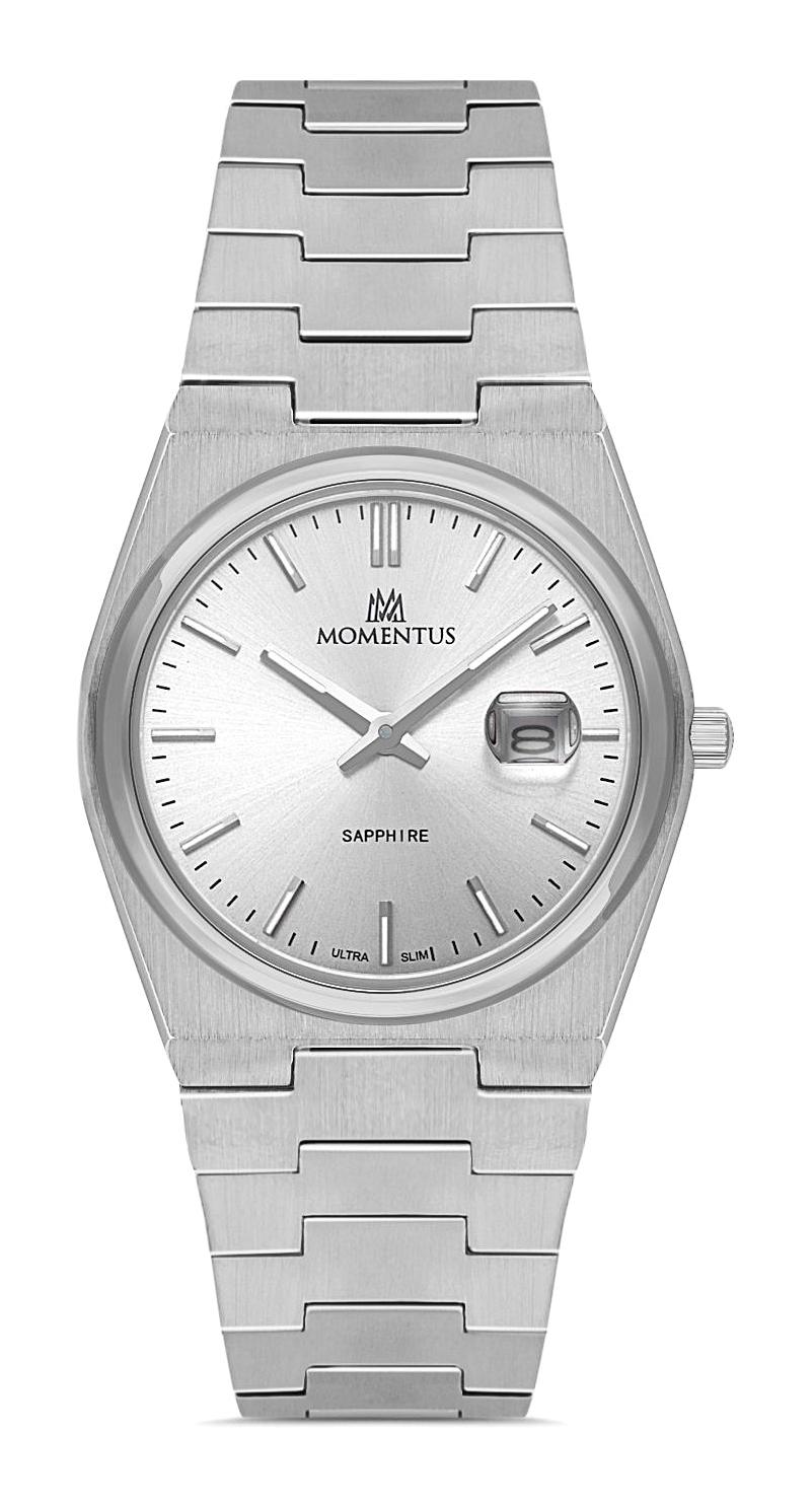 Momentus CS345S-02SS Takvimli 30 mm Gri Çelik Kordon Analog Kadın Kol Saati