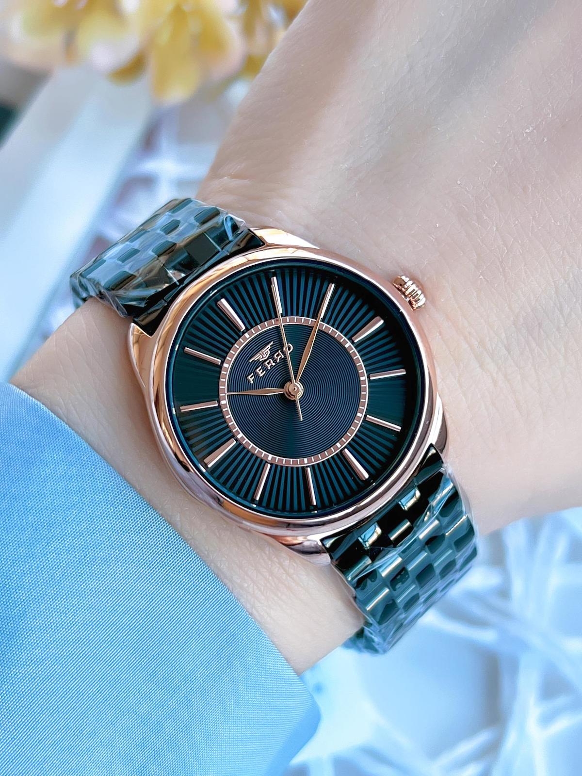 Ferro BF21152AWT-R 36 mm Siyah Çelik Kordon Analog Kadın Kol Saati