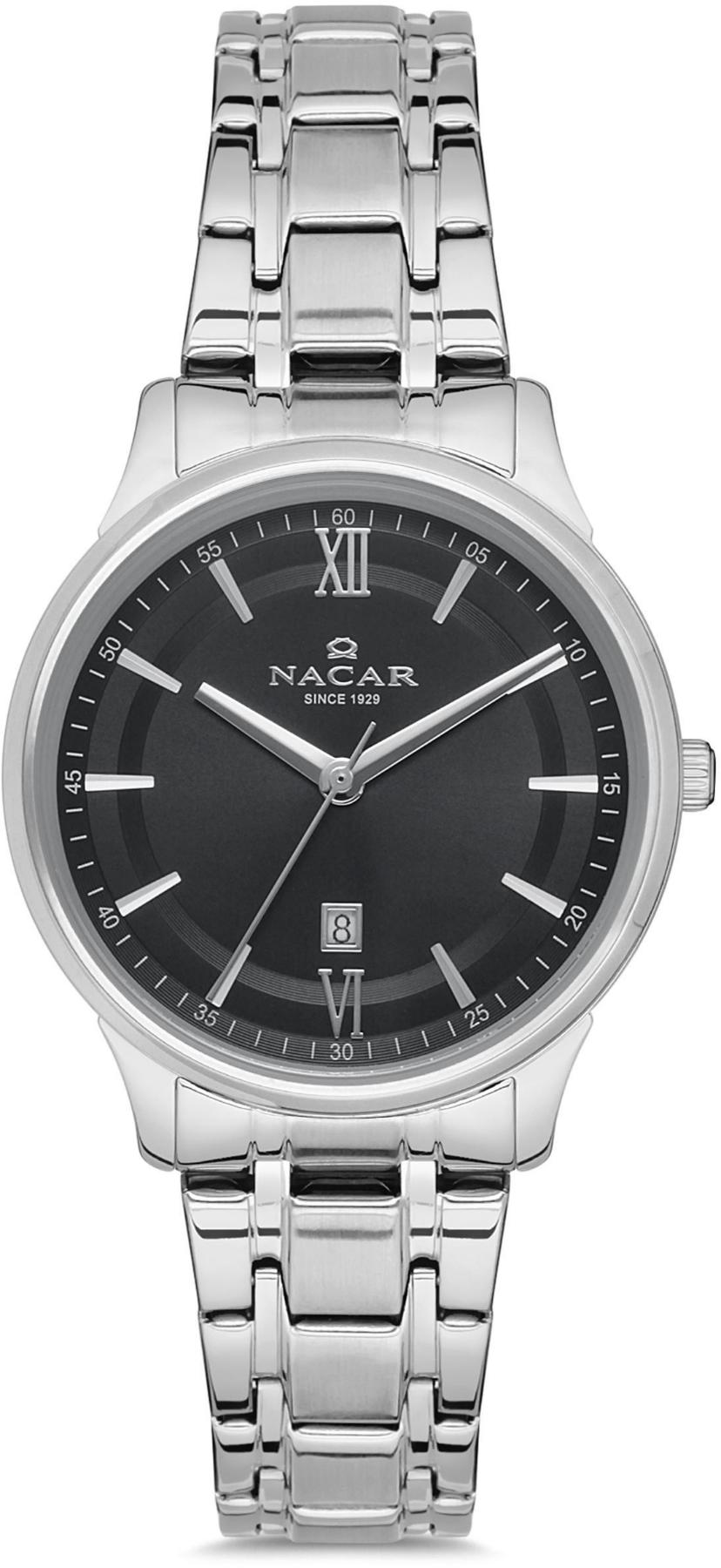 Nacar 34-390416-ABM Takvimli 32 mm Gri Metal Kordon Analog Kadın Kol Saati