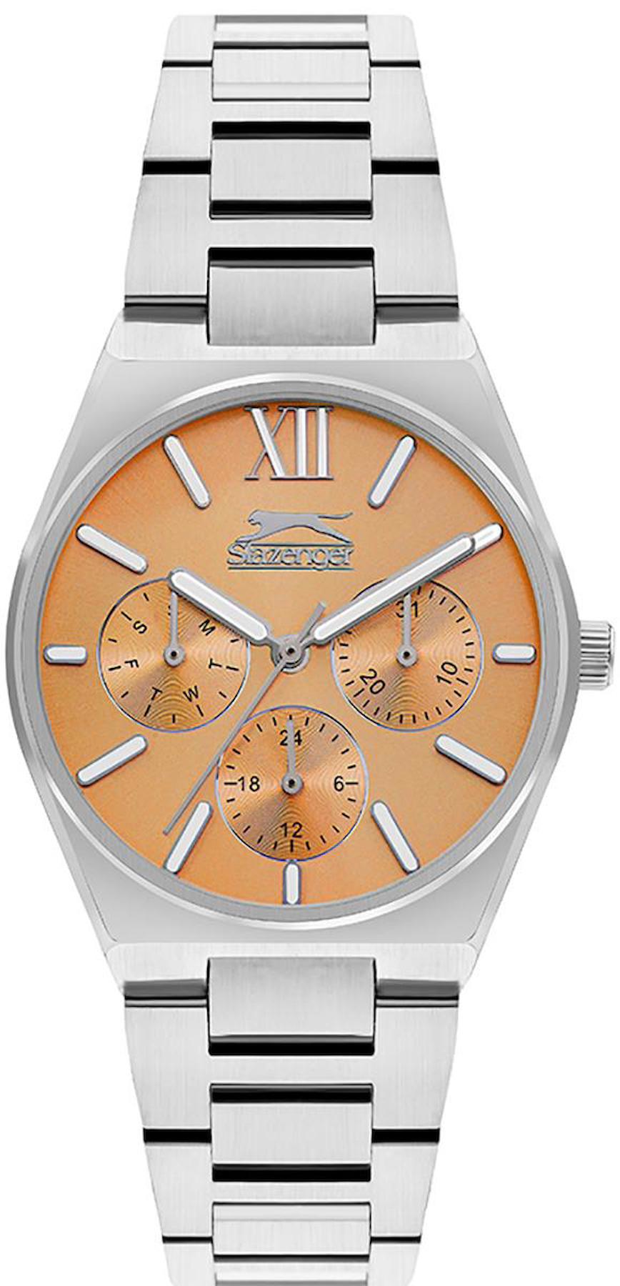 Slazenger SL.09.2243.4.07 Takvimli 36 mm Gri Çelik Kordon Analog Kadın Kol Saati