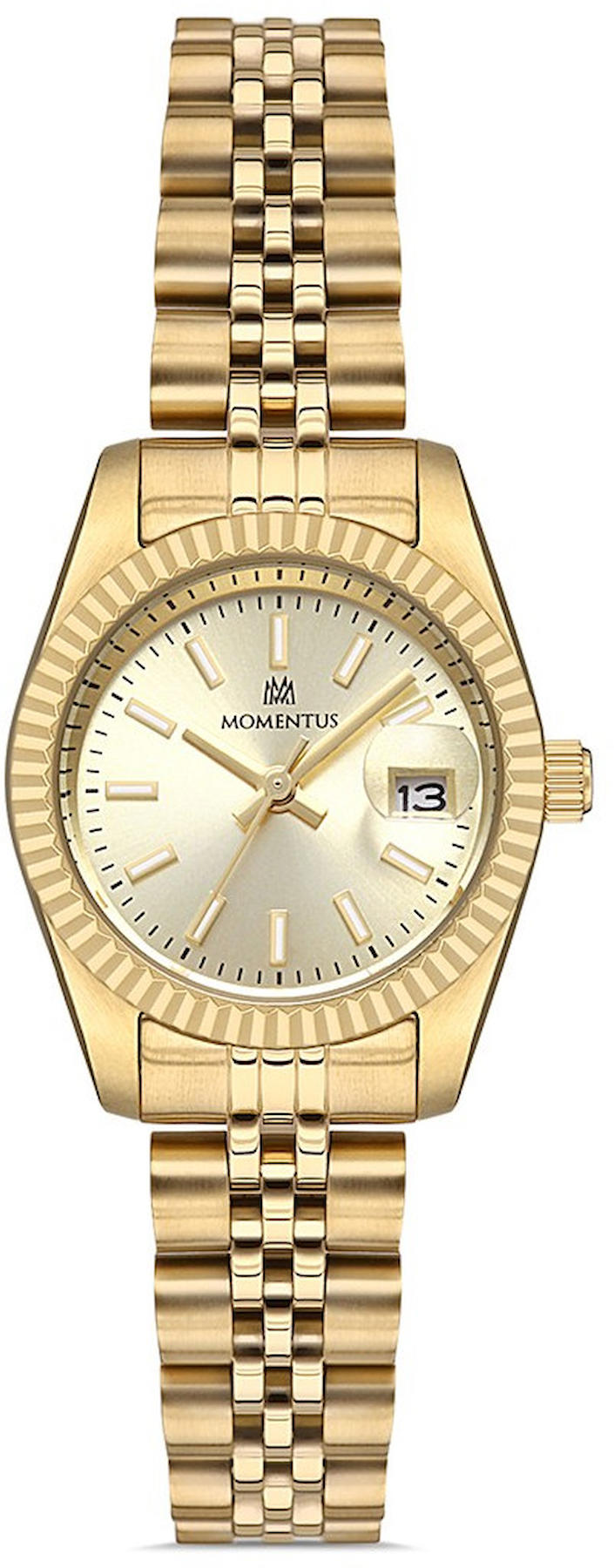 Momentus SS249T-02SG Takvimli 32 mm Altın Çelik Kordon Analog Kadın Kol Saati