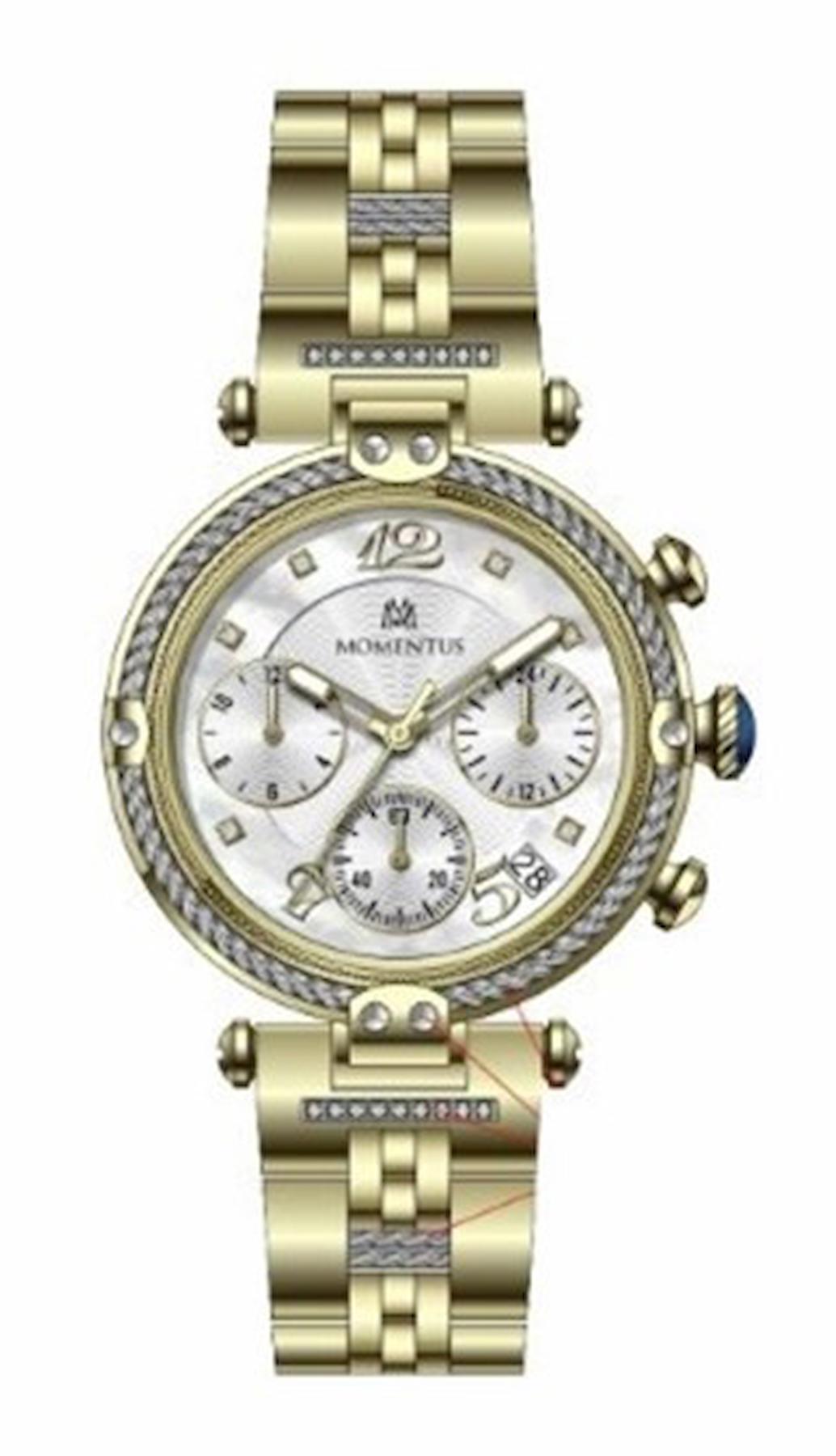 Momentus SS261G-02SG Takvimli 35 mm Altın-Gri Çelik Kordon Analog Kadın Kol Saati